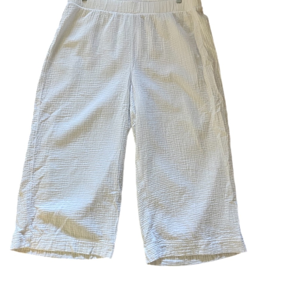 Chico’s Gauzy pull on Beachy Coastalgranny effortless wide leg crop pants